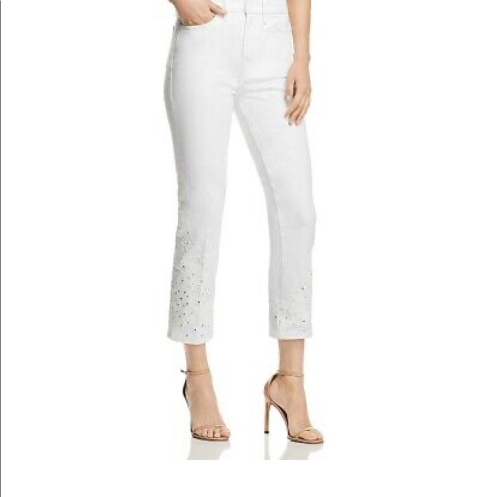 Tory Burch white eyelet jeans